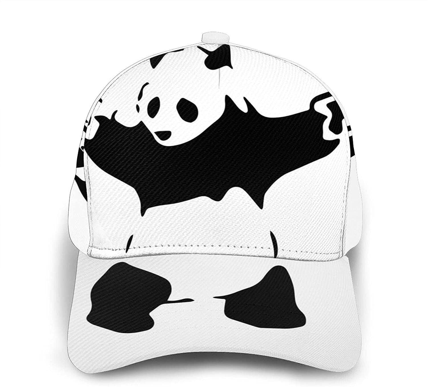 Panda With Print Classic Baseball 3D Cap Adjustable Twill Sports Dad Hats For Unisex