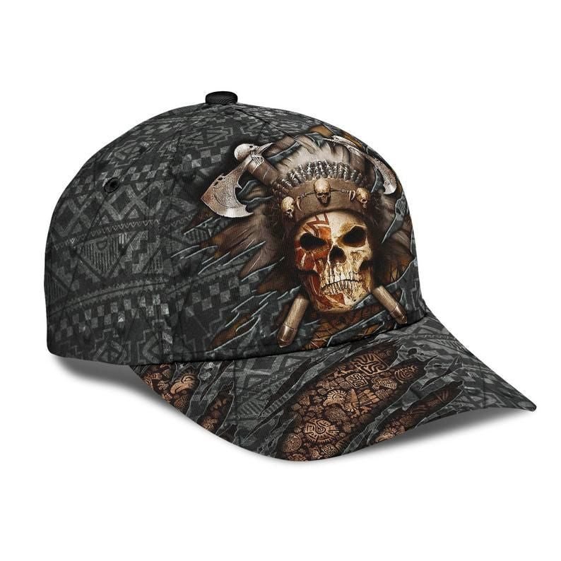 Native Skull American Pattern Hat Classic Cap 3D Unisex Cap, Human Cap, Trending Cap, American Cap