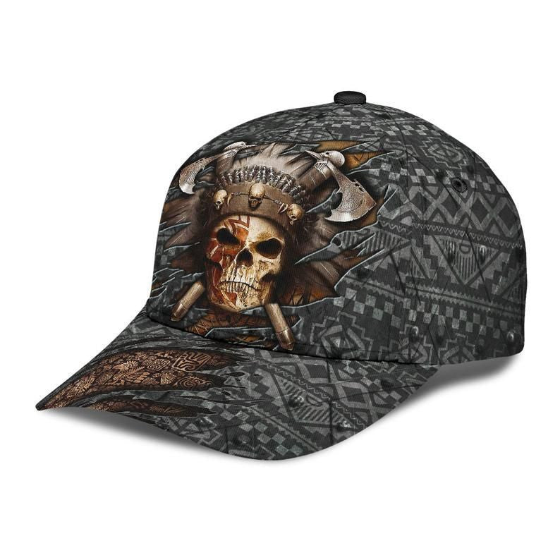 Native Skull American Pattern Hat Classic Cap 3D Unisex Cap, Human Cap, Trending Cap, American Cap