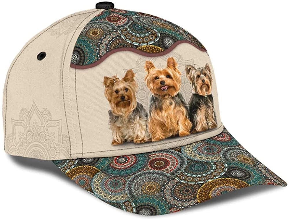 Yorkshire Terrier Lovely Cute Brocade Pattern Wonderful 3D Printed Unisex Hat Classic Cap