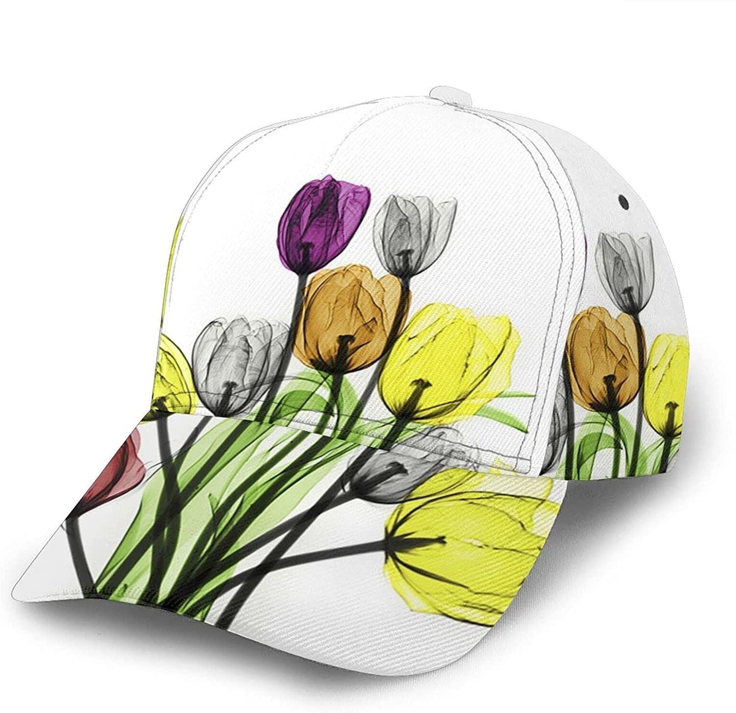 Tulip Print Casual Baseball 3D Cap Adjustable Twill Sports Dad Hats For Unisex