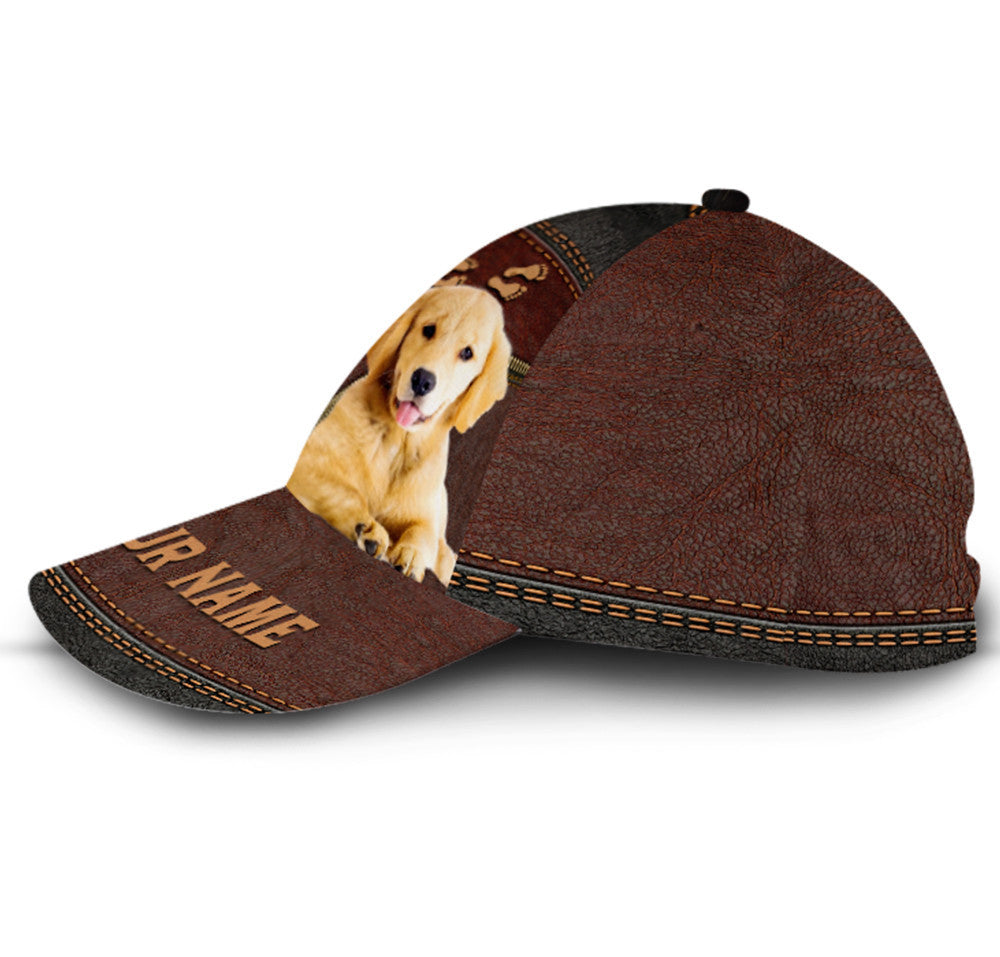 Personalized Custom Name Footprint Golden Retriever Dog Hat Classic Cap