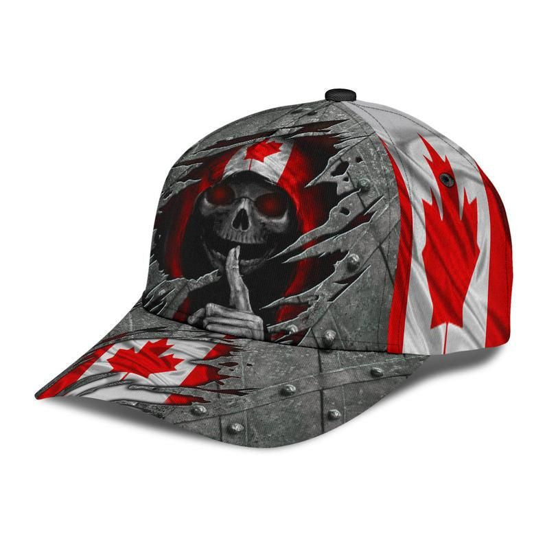 Skull Canada Flag Hat Classic Cap 3D, Human Cap 3D, Women And Men Hat Classical Cap