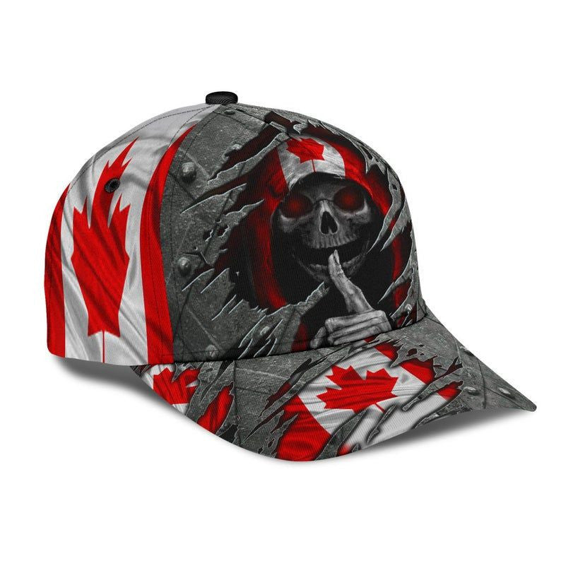 Skull Canada Flag Hat Classic Cap 3D, Human Cap 3D, Women And Men Hat Classical Cap