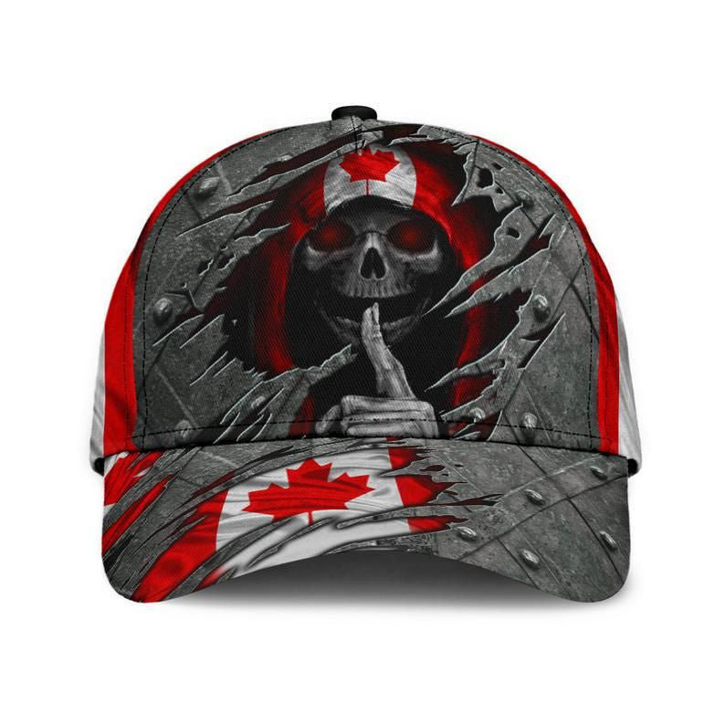 Skull Canada Flag Hat Classic Cap 3D, Human Cap 3D, Women And Men Hat Classical Cap