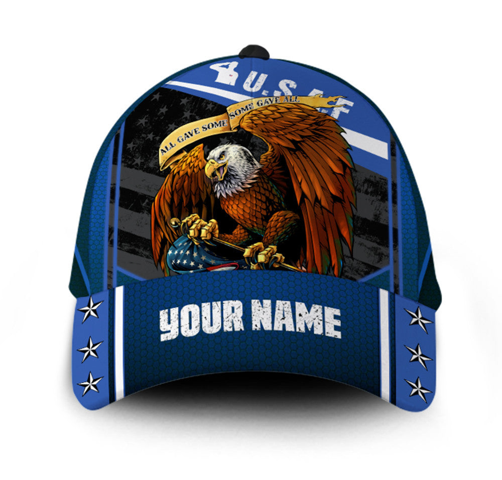Personalized Custom Name Veteran American Flag Hat Proud Us Military Us Air Force All Gave Some Some Gave All Hat Classic Cap