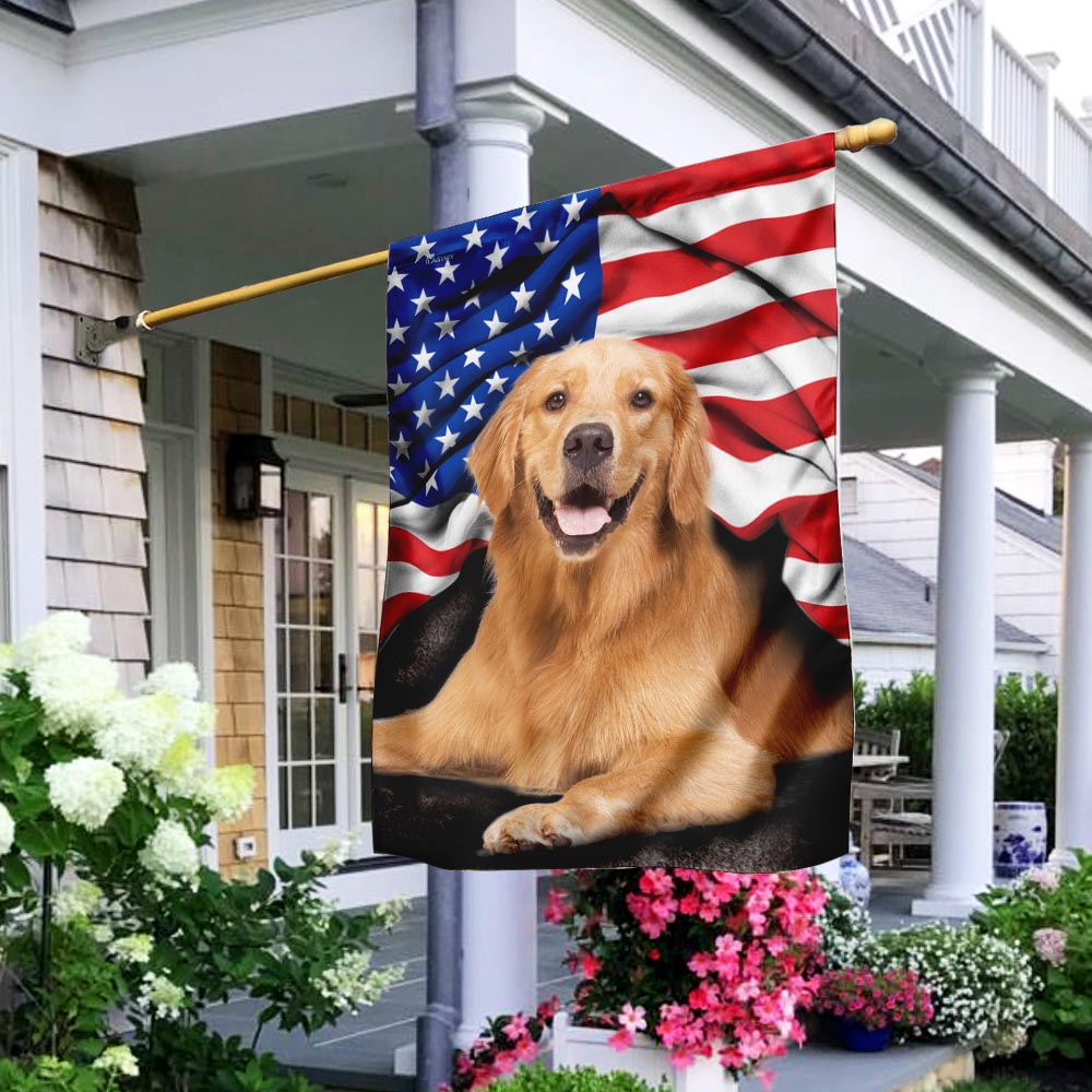 Golden Retriever American Patriot Wrapped In Glory Flag - Liberish