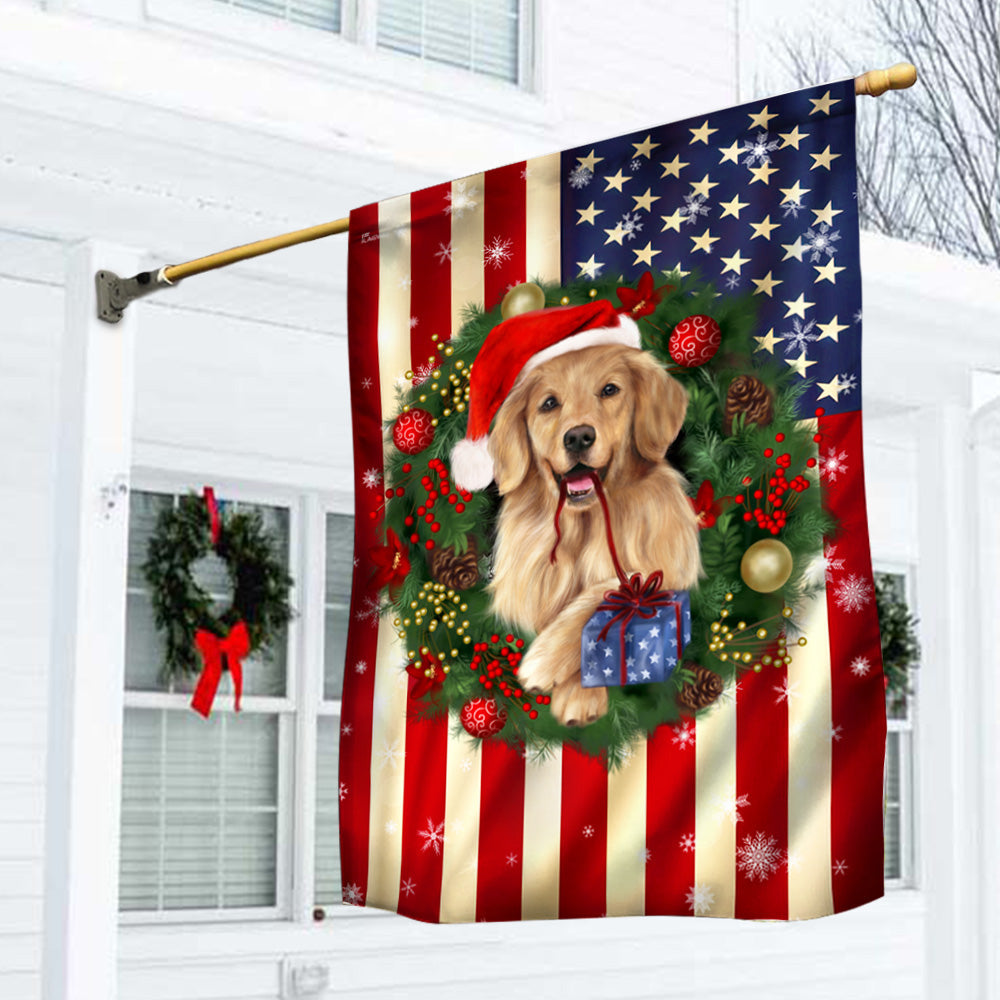Golden Retriever Christmas American Flag - Liberish