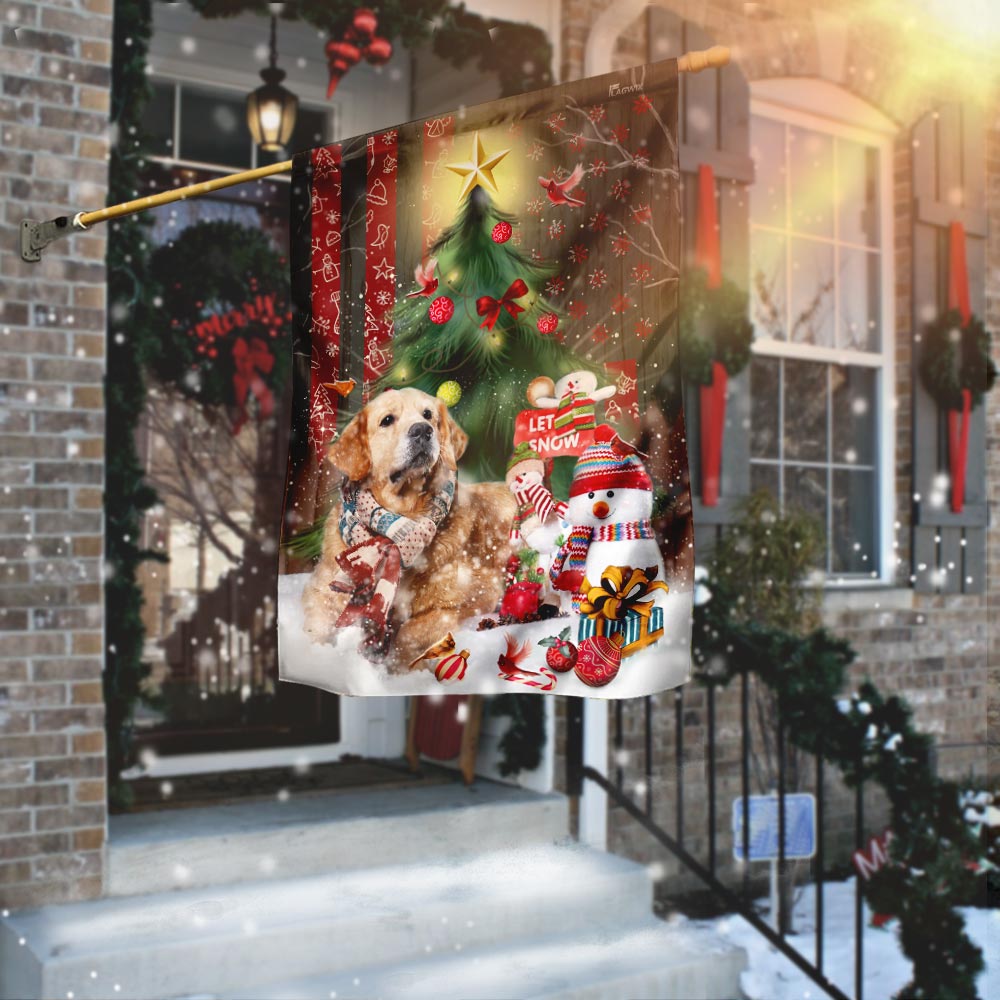 Golden Retriever Merry Christmas Flag - Liberish