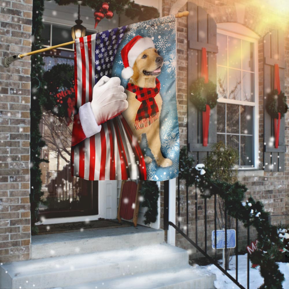 Golden Retriever Through The Snow Flag - Liberish