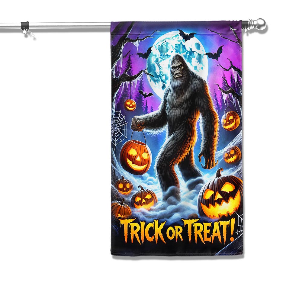 Halloween Bigfoot Trick Or Treat Flag - Liberish
