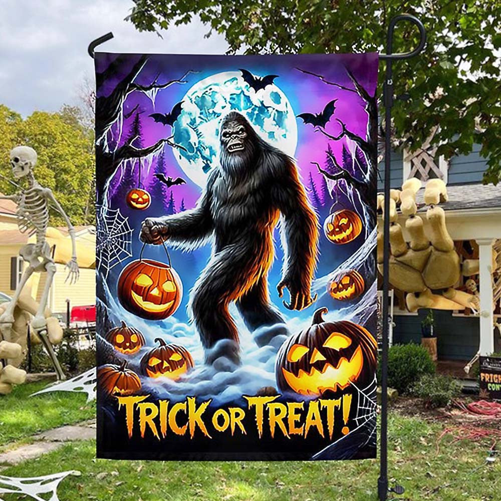 Halloween Bigfoot Trick Or Treat Flag Gift For Adults On Halloween Day - Liberish