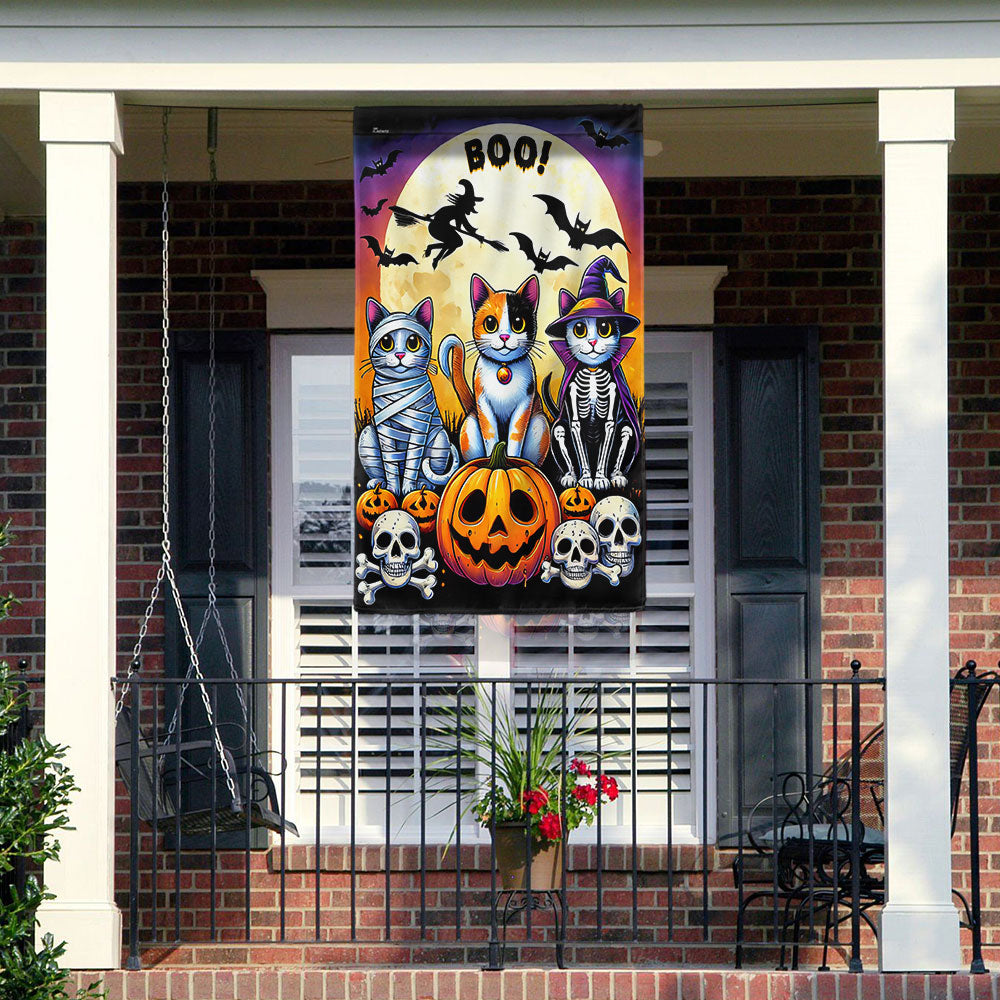 Halloween Black Cat Boo Spooky Pumpkin Flag - Liberish