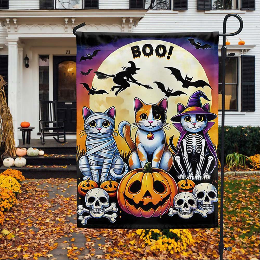 Halloween Black Cat Boo Spooky Pumpkin Flag Perfect Gift For Cat Lovers On Halloween Day - Liberish