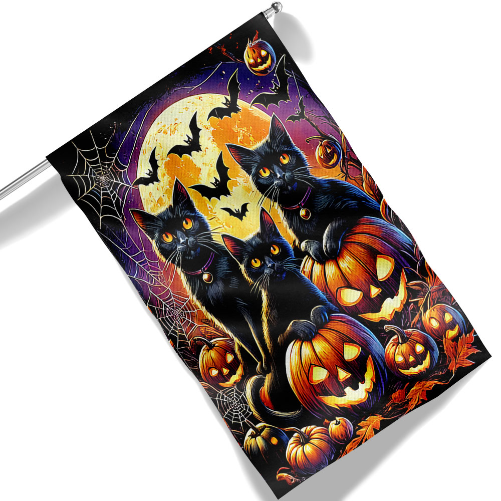 Halloween Black Cats Jack O Lantern Spooky Flag - Liberish