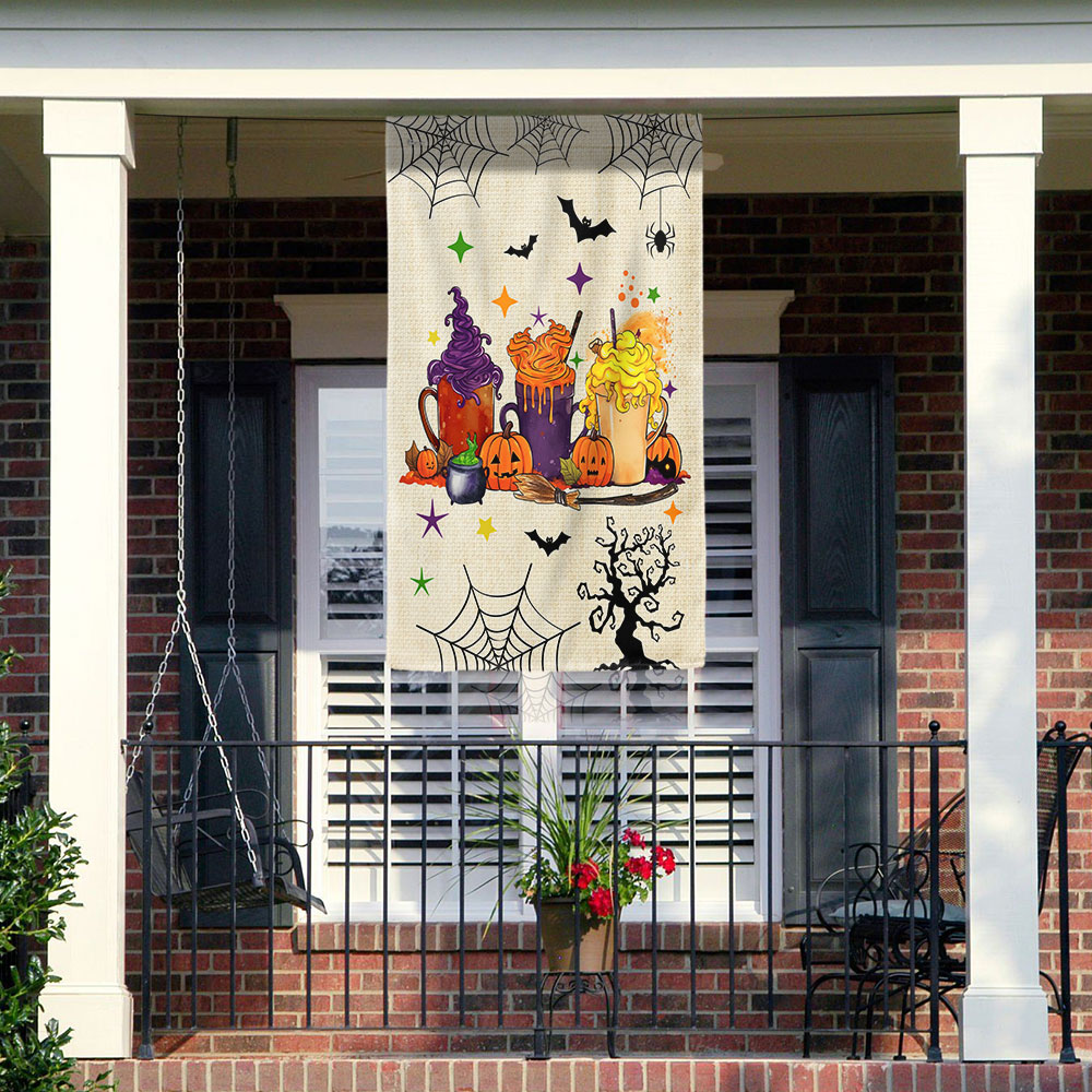 Halloween Coffee Latte Spooky Season Flag - Liberish