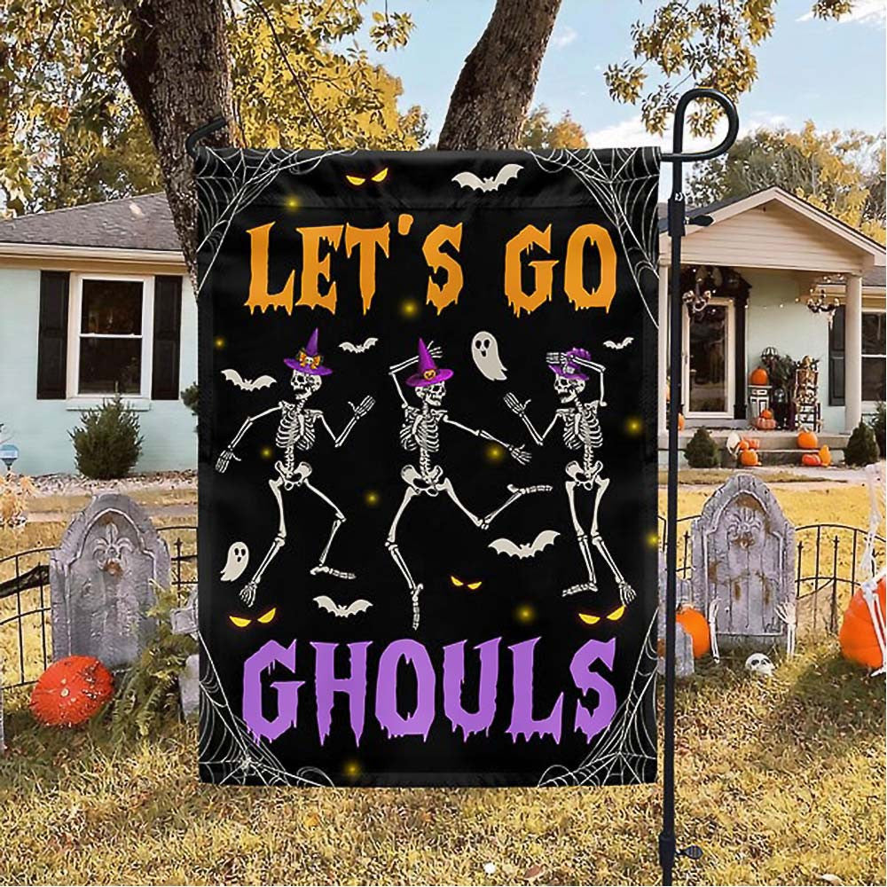 Halloween Dancing Skeleton Let Go Ghouls Flag Gift For Friends and Family on Halloween Day - Liberish