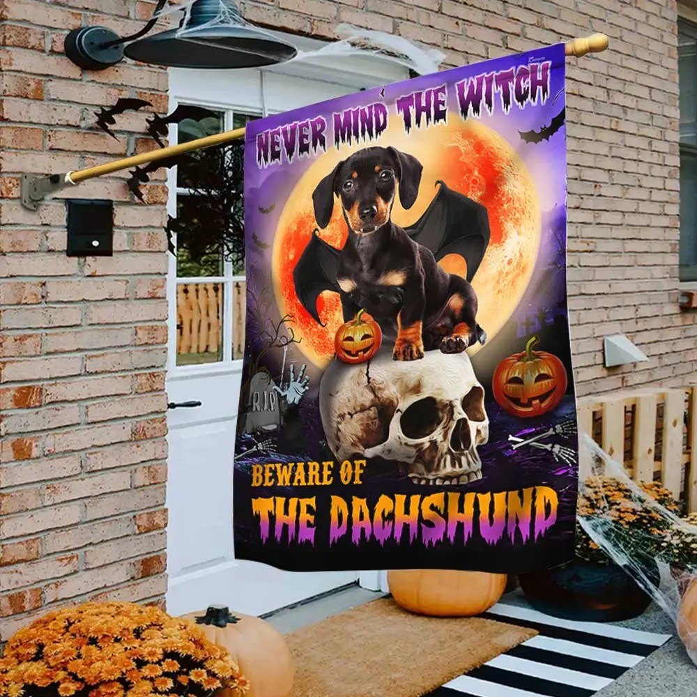 Halloween Flag Beware Of The Dachshund - Liberish