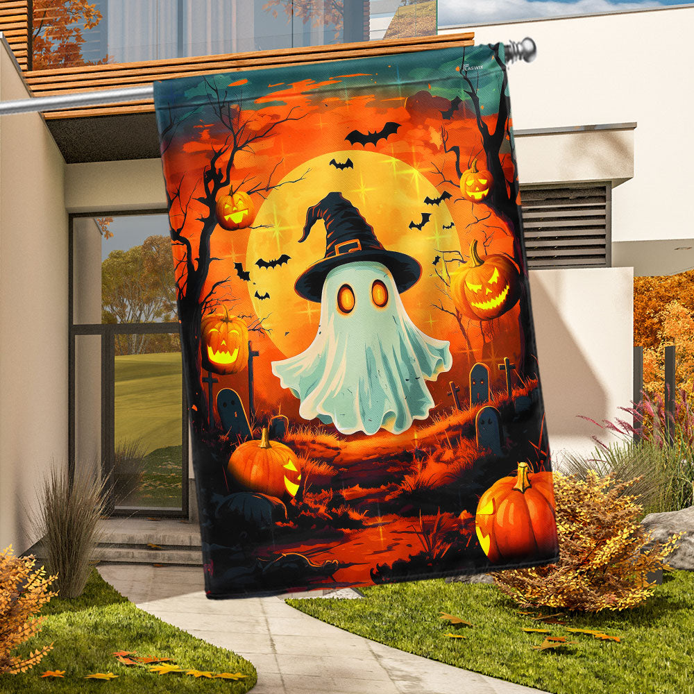 Halloween Flag Cute Ghost Flag With Double Sided Canvas For Garden Yard Porch Home Decorat - Liberish
