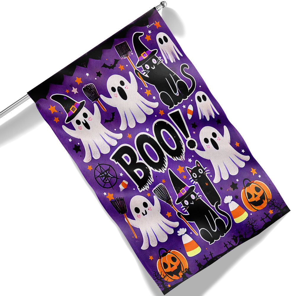 Halloween Flag Ghost Boo Black Cat Pumpkin Flag - Liberish