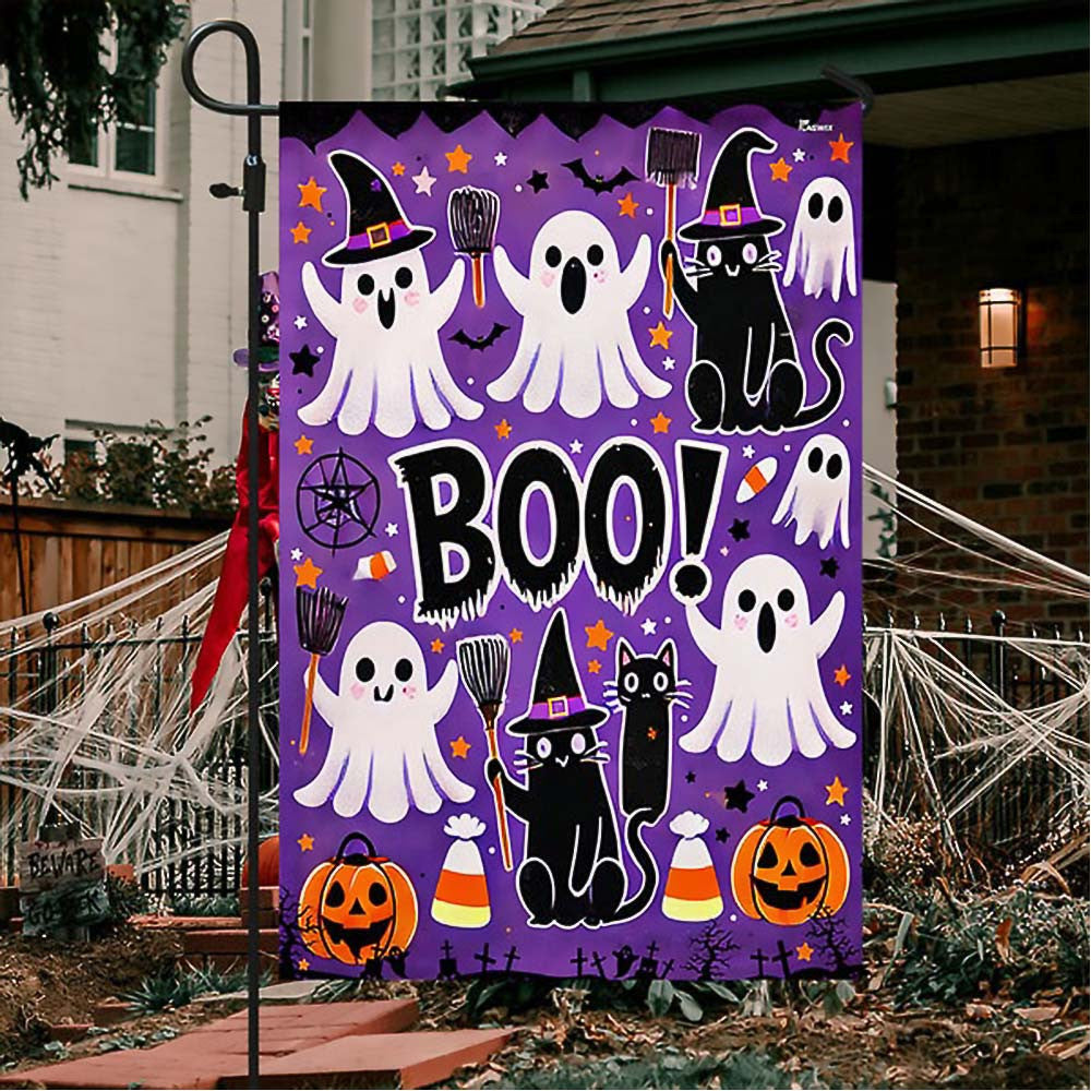 Halloween Flag Ghost Boo Black Cat Pumpkin Flag Unique Gift For Friends and Family - Liberish