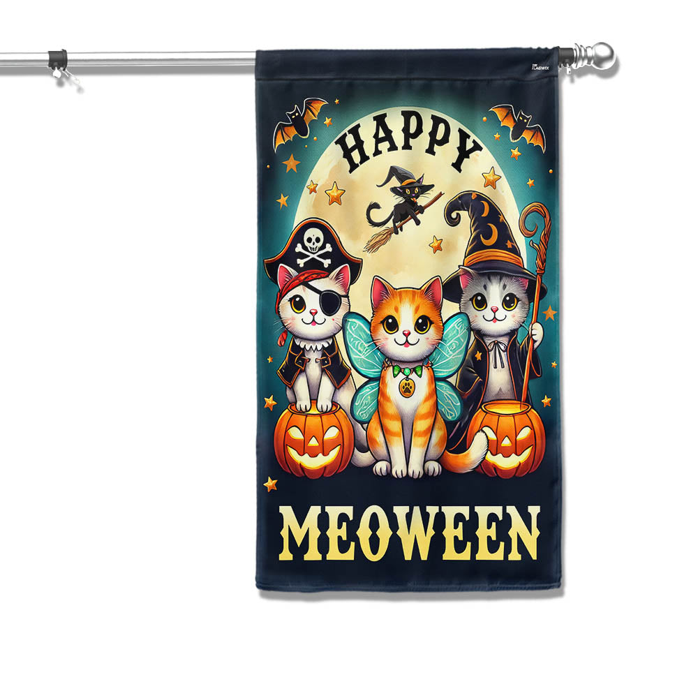 Halloween Flag Happy Meoween Cats Flag - Liberish