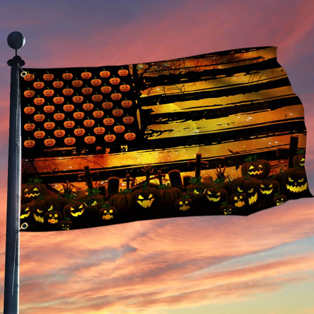 Halloween Flag Pumpkin Jack O Lantern Pumpkin Grommet Flag Gift For Halloween - Liberish