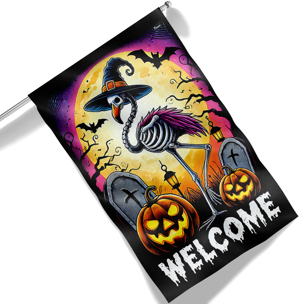 Halloween Flamingo Witch Pumpkin Flag - Liberish