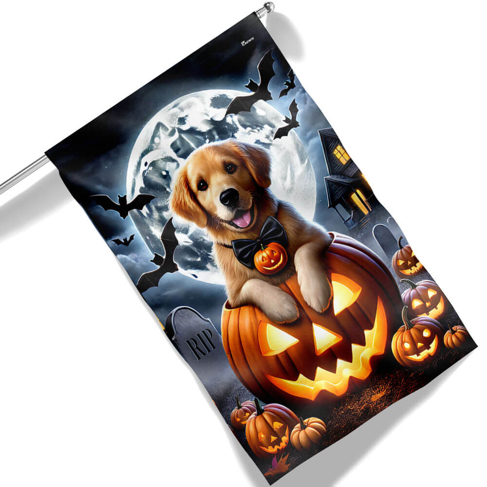 Halloween Golden Retriever Dog Trick Or Treat Flag - Liberish