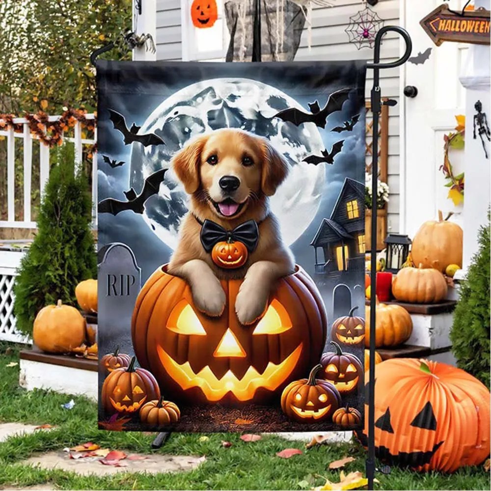 Halloween Golden Retriever Dog Trick Or Treat Flag Best Gift For Children and Adults on Halloween Day - Liberish