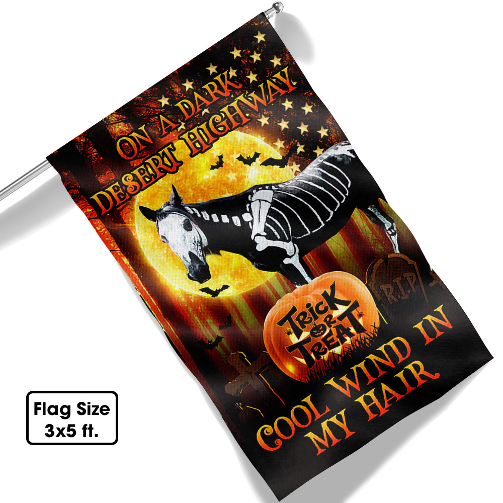 Halloween Horse Flag On A Dark Desert Highway Cool Wind In My Hair Flag - Liberish