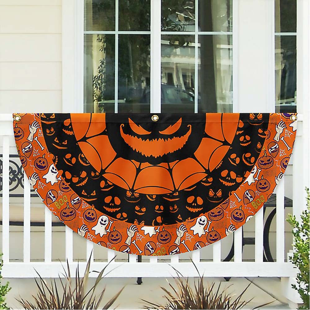 Halloween Non Pleated Fan With Ghost and Pumpkin Flag Halloween Gift For Friends and Family - Liberish