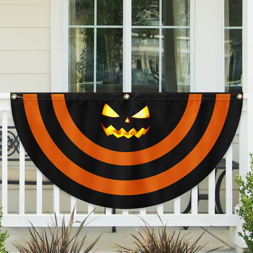 Halloween Pumpkin Scary Non Pleated Fan Flag - Liberish