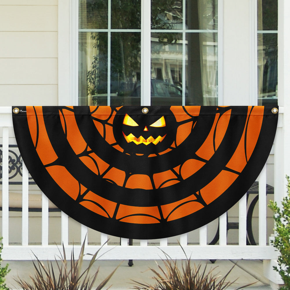 Halloween Pumpkin Spider Silk Non Pleated Fan Flag - Liberish