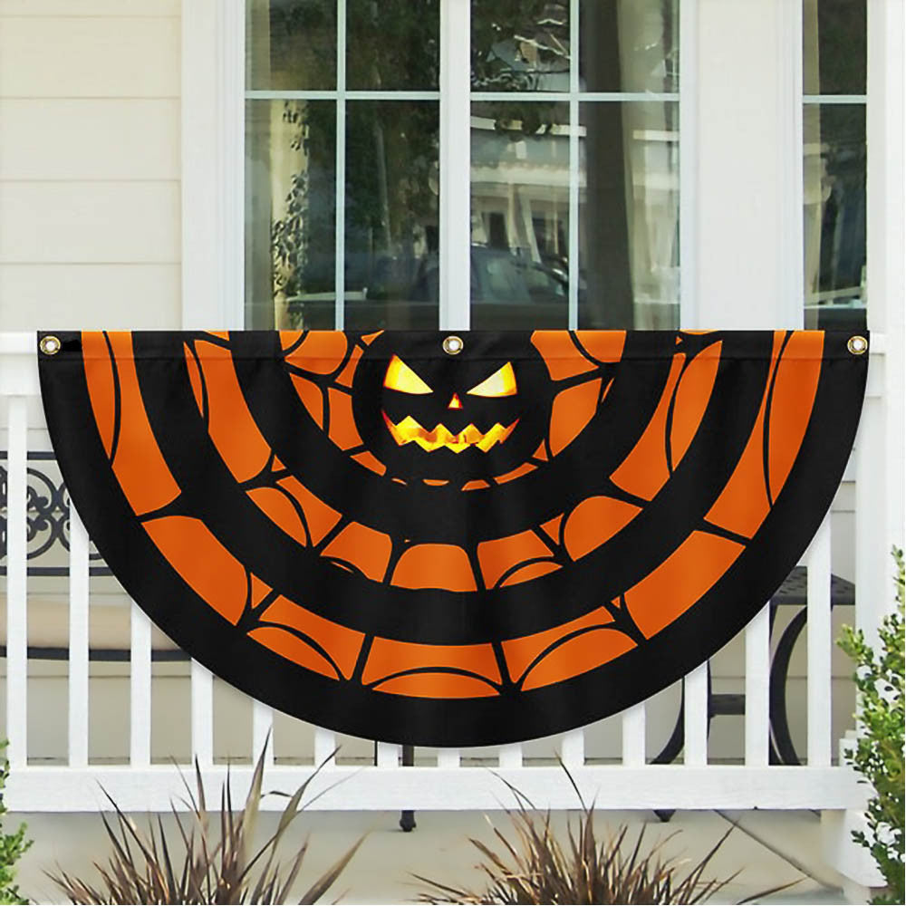 Halloween Pumpkin Spider Silk Non Pleated Fan Flag Best Halloween Gift For Friends and Family - Liberish
