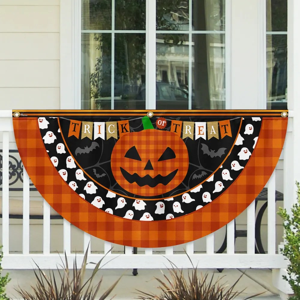 Halloween Pumpkin Trick Or Treat Non Pleated Fan Flag - Liberish