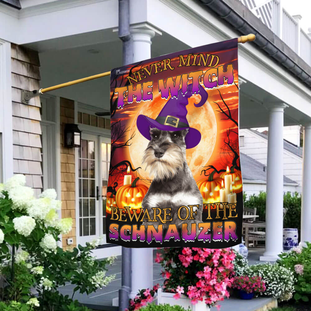 Halloween Schnauzer Flag Happy Halloween With Beware Of The Schnauzer Dog Flag - Liberish