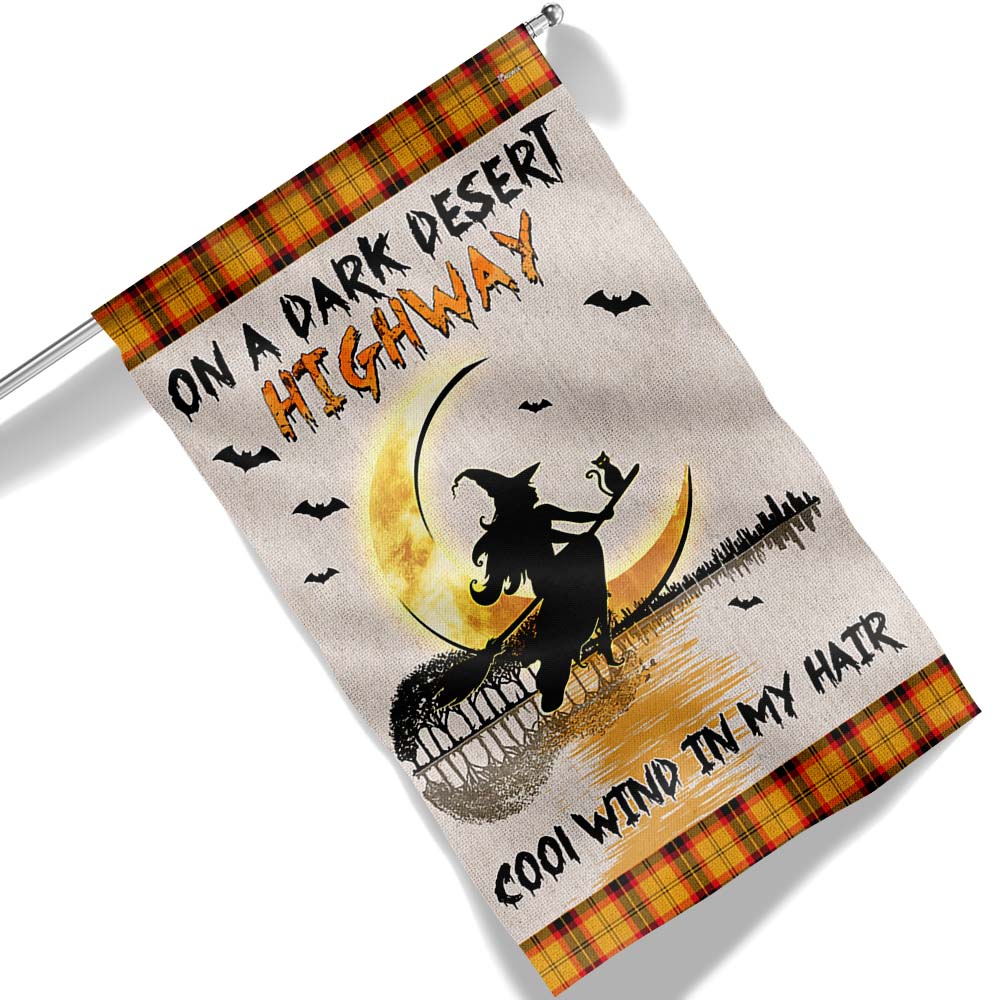 Halloween Witch Flag On A Dark Desert Highway Cool Wind In My Hair - Liberish