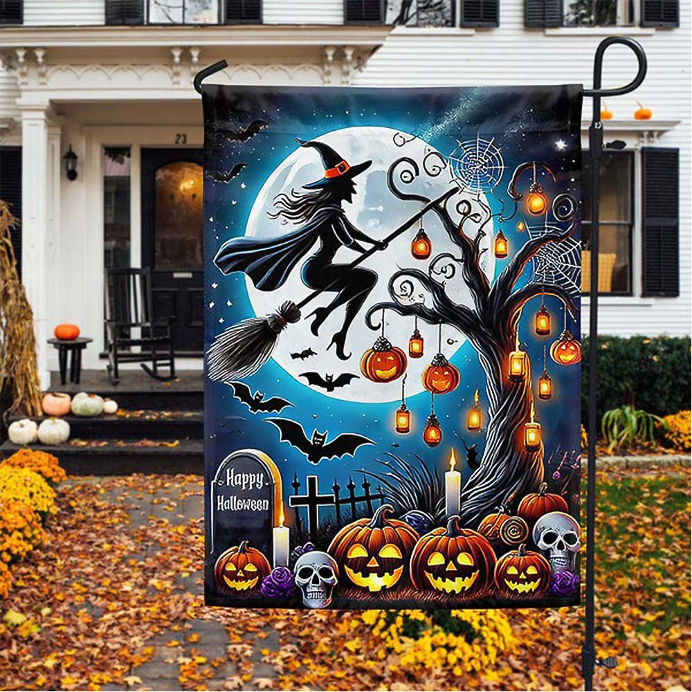 Halloween Witch In The Dark Night Flag Best Gift For Adults and Kids on Halloween Day - Liberish