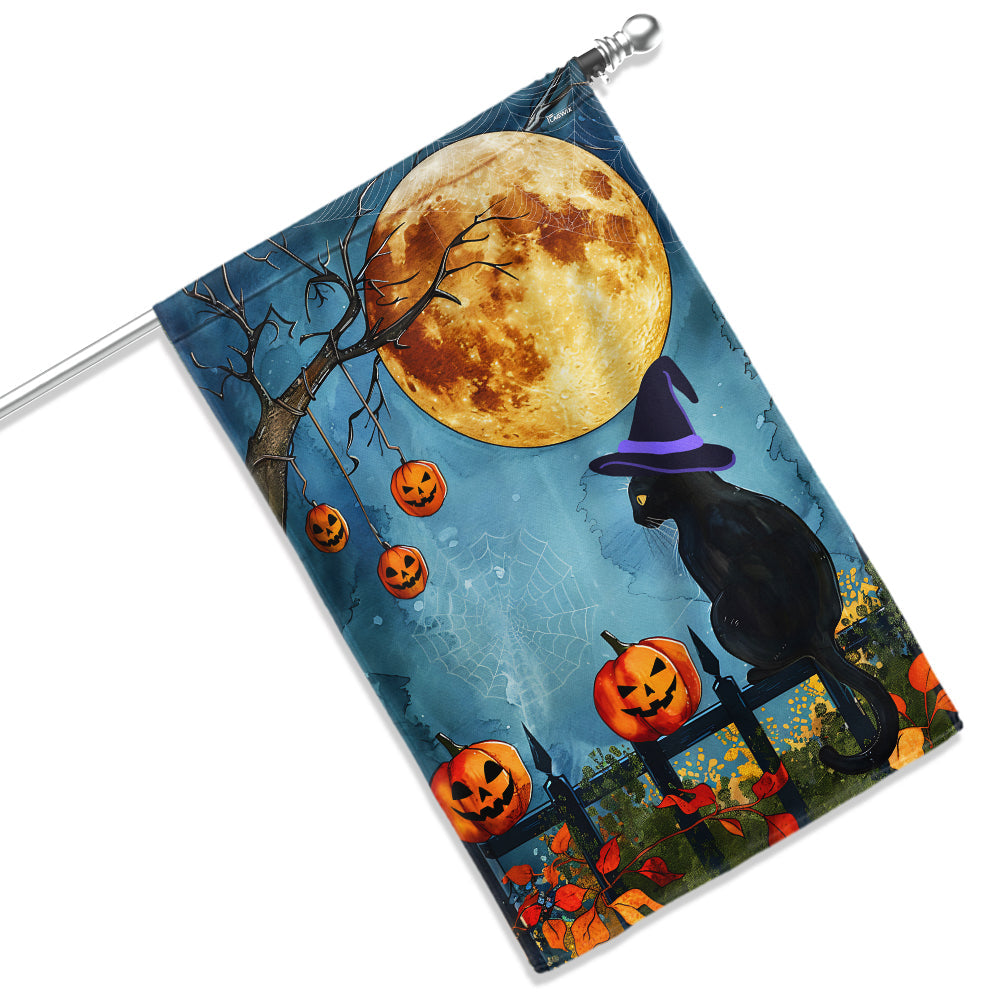 Halloween Witchy Black Cat Flag - Liberish