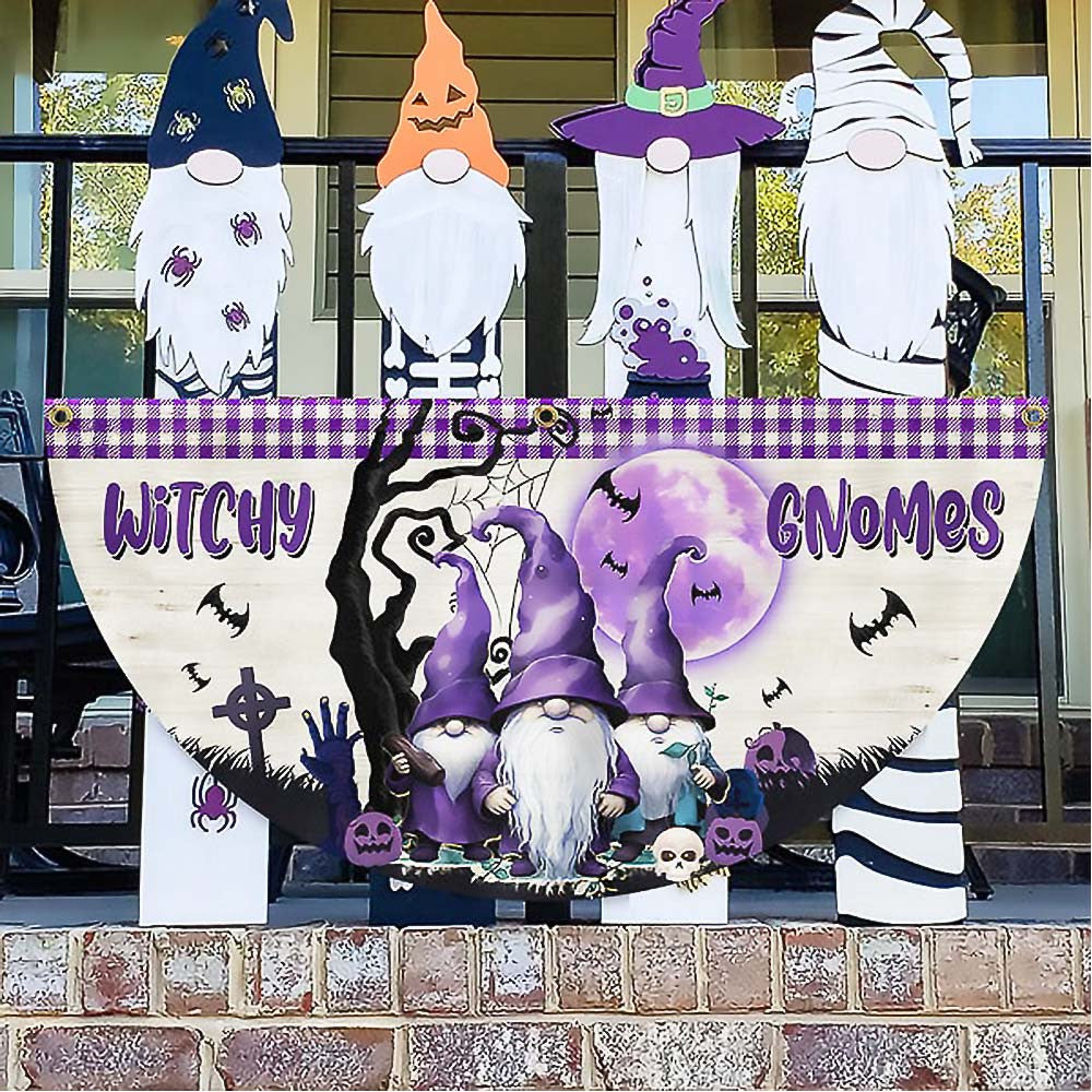 Halloween Witchy Gnomes Non Pleated Fan Flag Nice Gift For Friends and Family on Halloween Day - Liberish