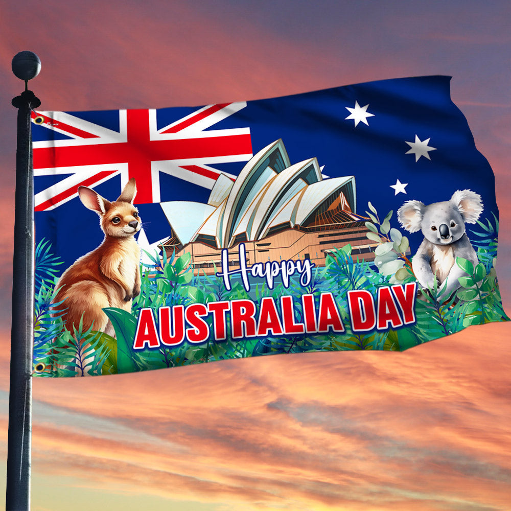 Happy Australia Day Australian Grommet Flag - Liberish