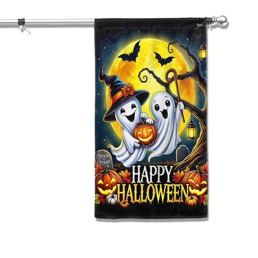 Happy Halloween Cute Ghost Boo Spooky Flag - Liberish
