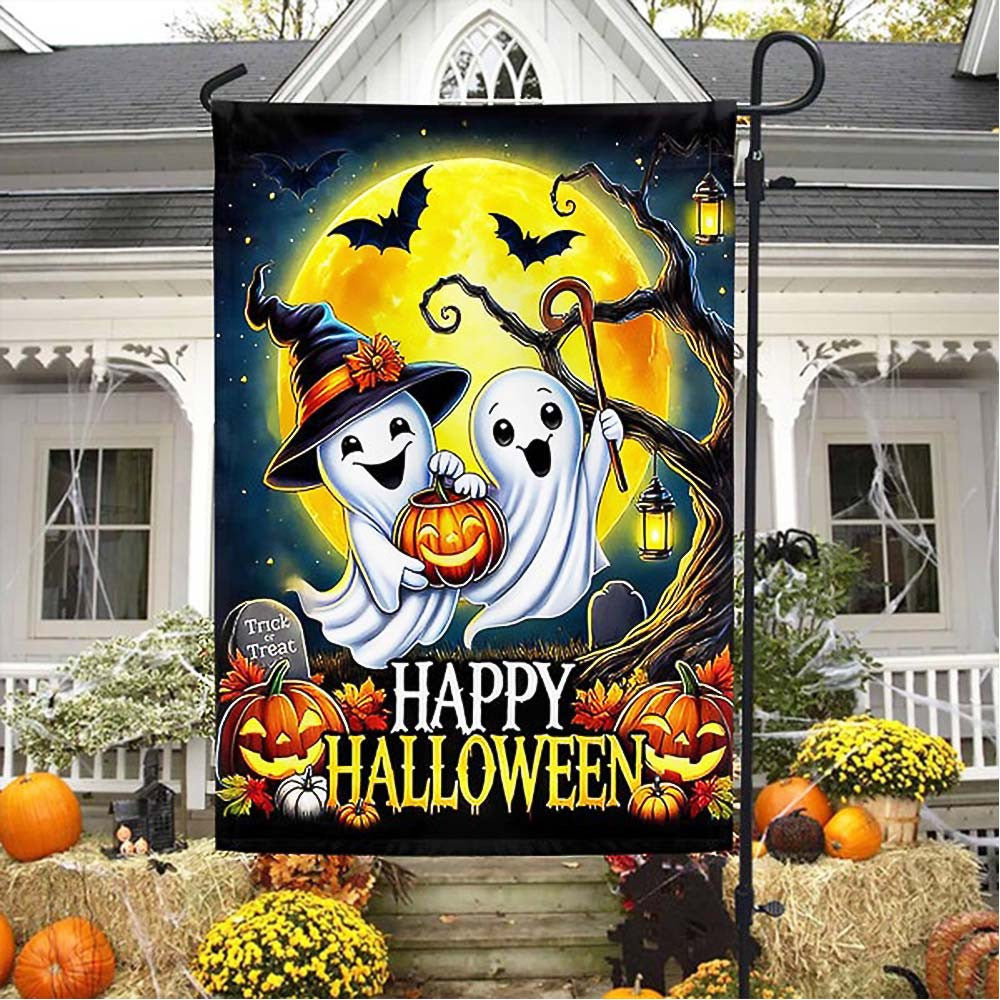 Happy Halloween Cute Ghost Boo Spooky Flag Gift For Kids and Adults on Halloween Day - Liberish
