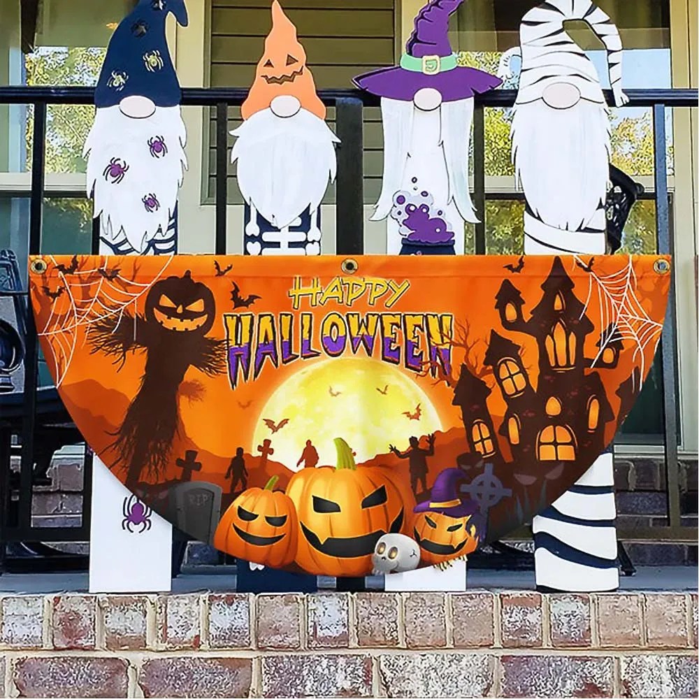 Happy Halloween Pumpkin Spooky Witch House Non Pleated Fan Flag Halloween Gift For Adults - Liberish