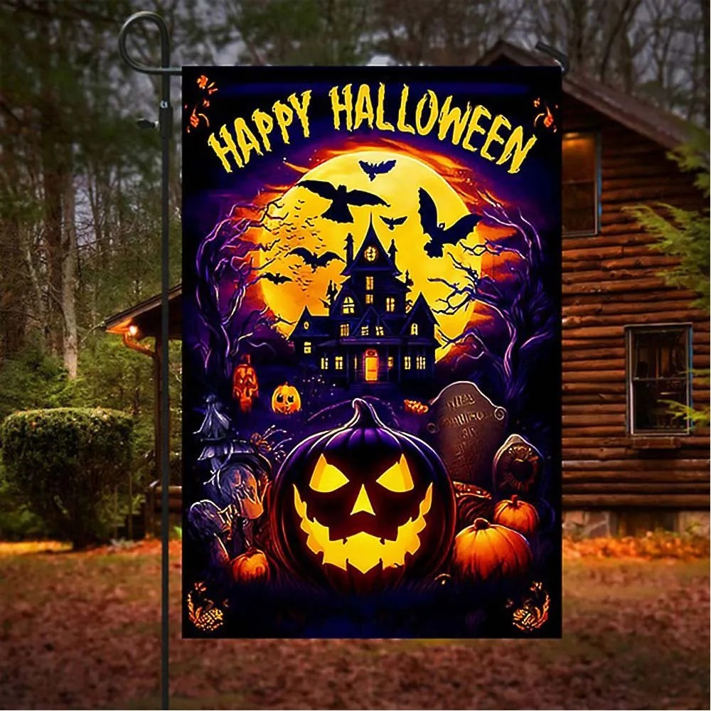 Happy Halloween Pumpkin With Castle Flag Gift For Friends and Family on Halloween Day - Liberish