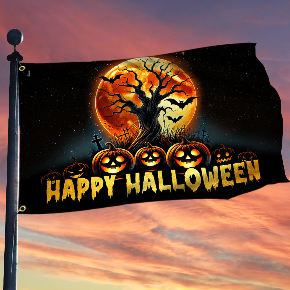 Happy Halloween Pumpkins Grommet Flag - Liberish