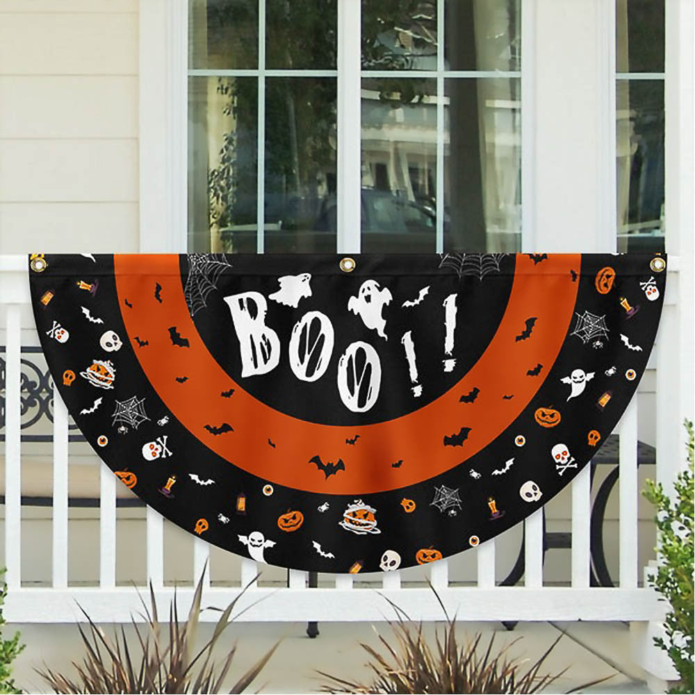 Happy Halloween Spooky Ghost Boo Non Pleated Fan Flag Best Gift For Friends on Halloween Day - Liberish