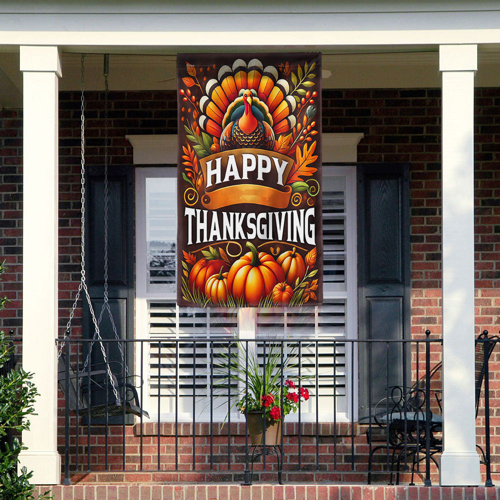 Happy Thanksgiving Day Turkey Flag - Liberish