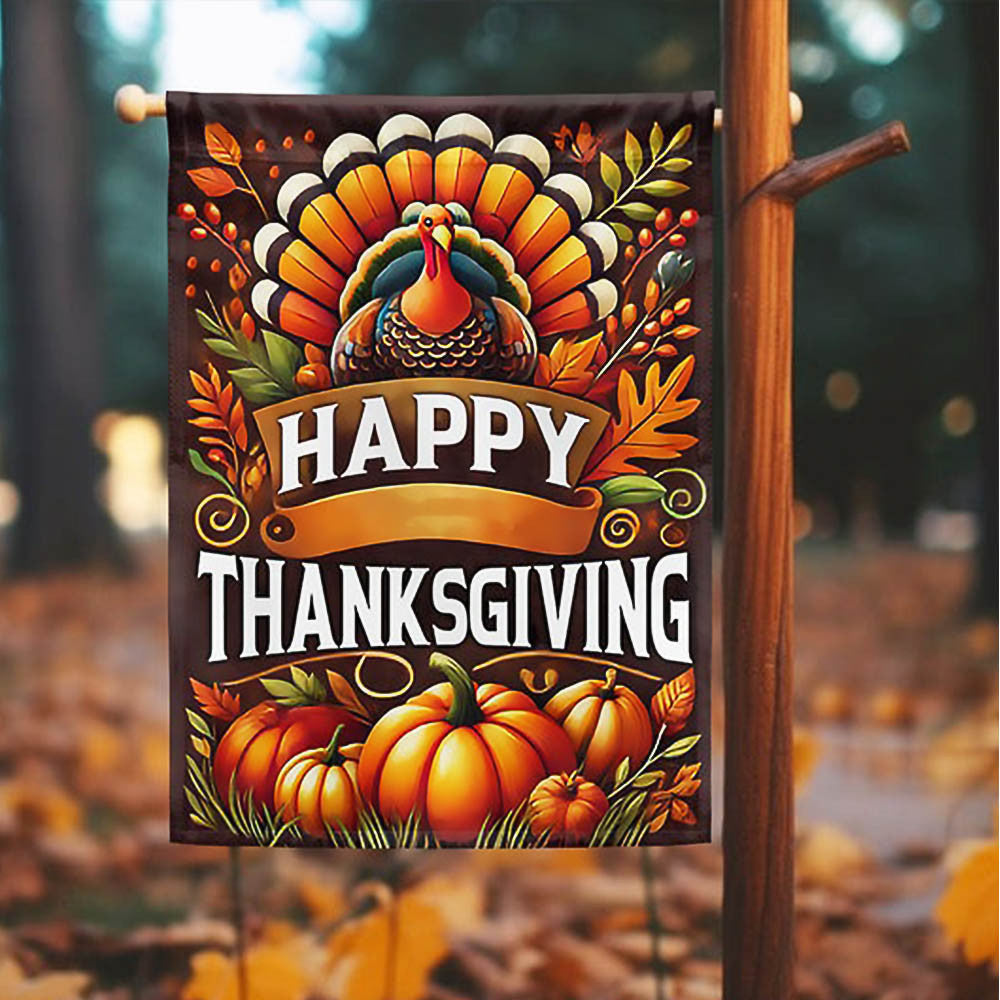 Happy Thanksgiving Day Turkey Flag Best Gift For Friends and Family On Thanksgiving Day - Liberish